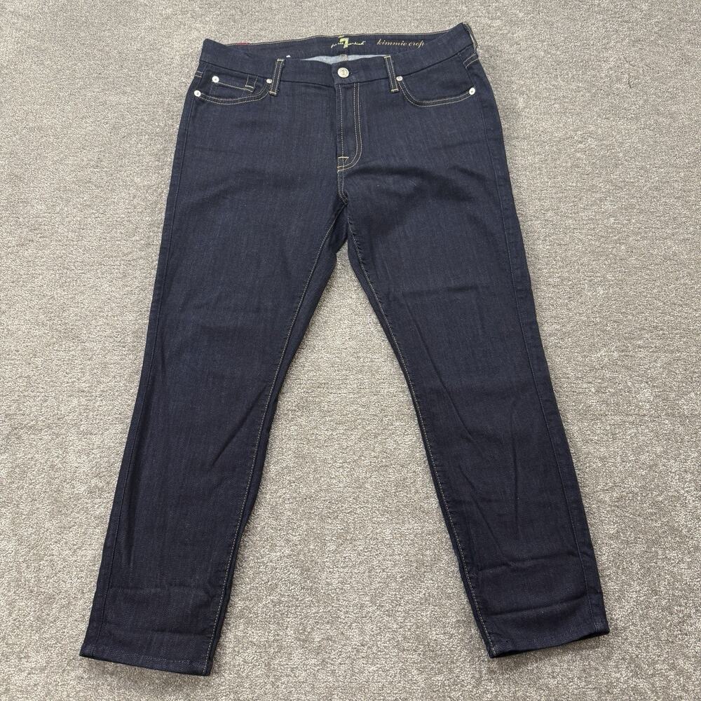 7 For All Mankind Kimmie Crop Jeans Dark Rinse Slim Ankle Stretch‎ Women 32 EUC
